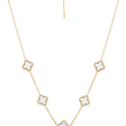 Graceful Clover Charm Necklace - Gold-White