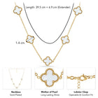 Graceful Clover Charm Necklace - Gold-White