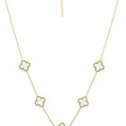 Graceful Clover Charm Necklace - Gold-White