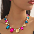 Bright Crystal Studded Necklace Earrings