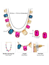 Bright Crystal Studded Necklace Earrings