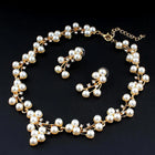 Pearl Blossom Necklace & Earrings Set - Gold -White