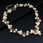 Pearl Blossom Necklace & Earrings Set - Gold -White