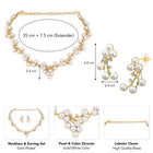 Pearl Blossom Necklace & Earrings Set - Gold -White