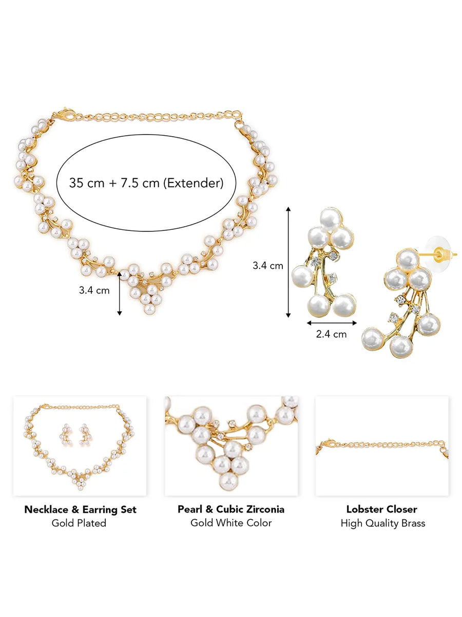 Pearl Blossom Necklace & Earrings Set