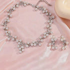 Pearl Blossom Necklace & Earrings Set - Silver -White