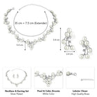 Pearl Blossom Necklace & Earrings Set - Silver -White