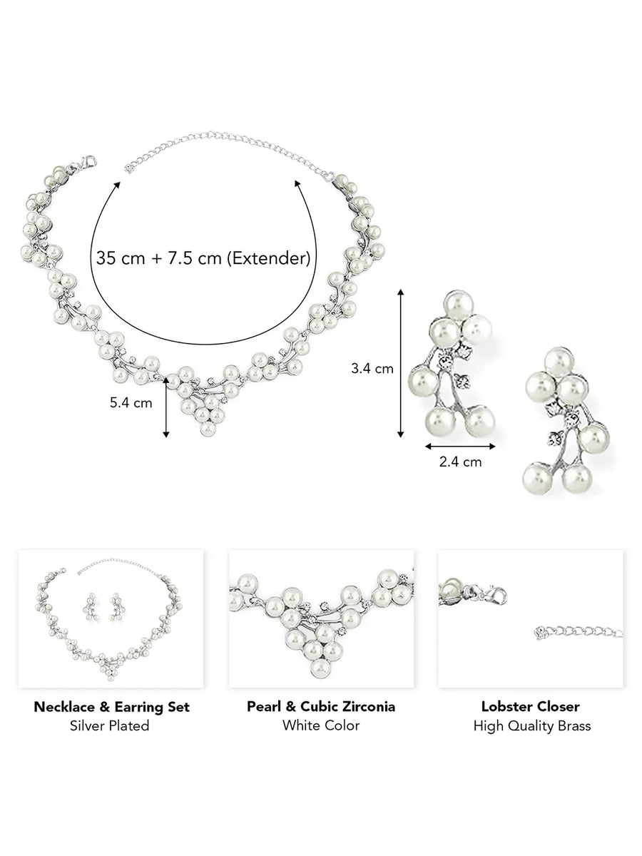 Pearl Blossom Necklace & Earrings Set