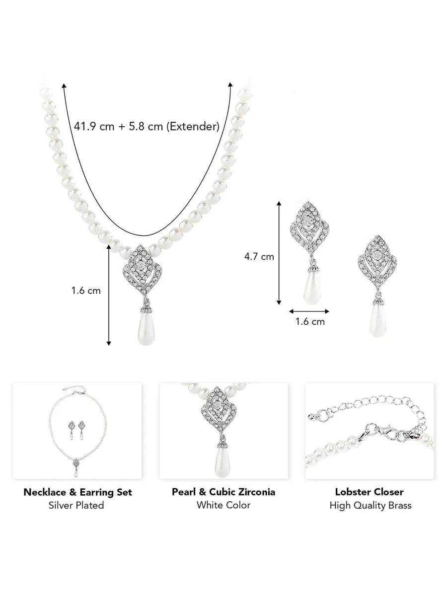 Sparkling Pearl Studded Necklace Set