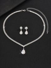 Glittering Teardrop CZ Necklace Set