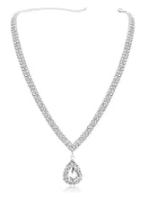 Glittering Teardrop CZ Necklace Set