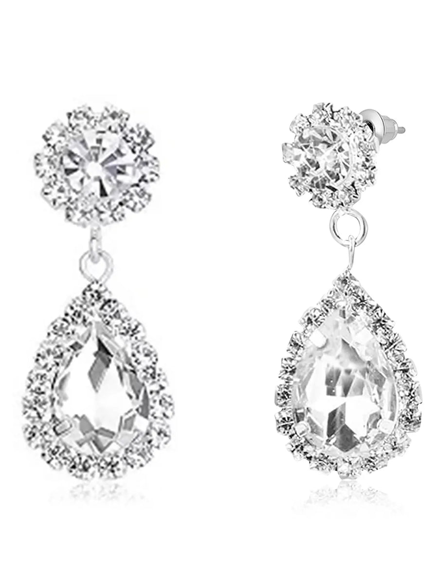 Glittering Teardrop CZ Necklace Set
