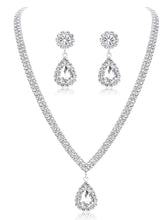 Glittering Teardrop CZ Necklace Set