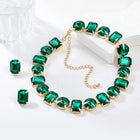 Bold and Bright Crystals Necklace Set - Green