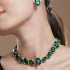 Bold and Bright Crystals Necklace Set - Green