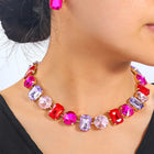 Bold and Bright Crystals Necklace Set - Multicolor