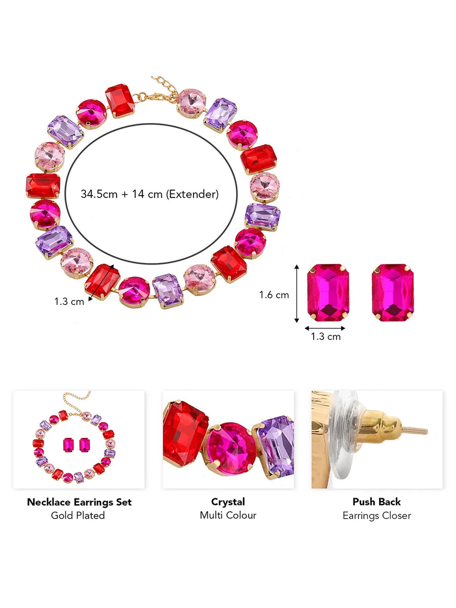 Bold and Bright Crystals Necklace Set - Multicolor