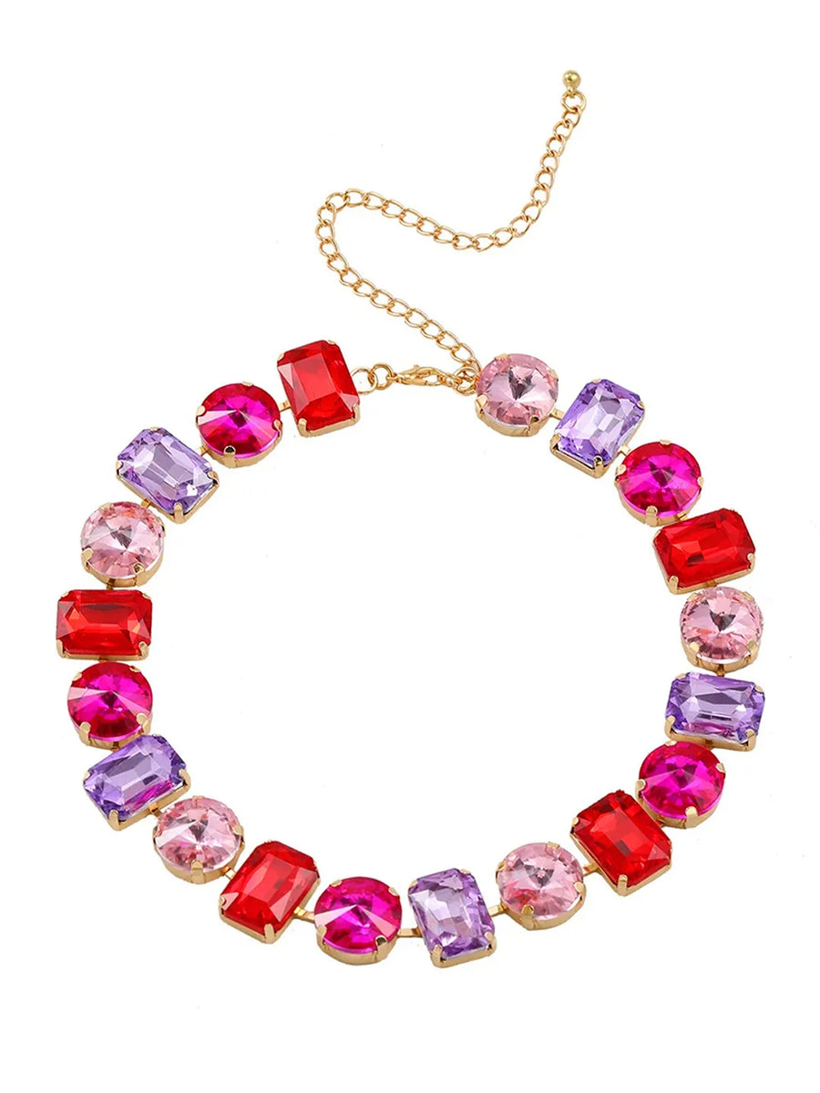 Bold and Bright Crystals Necklace Set - Multicolor