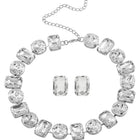Bold and Bright Crystals Necklace Set - Silver -White