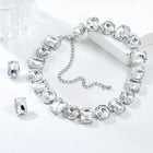 Bold and Bright Crystals Necklace Set - Silver -White