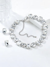 Bold and Bright Crystals Necklace Set - Silver -White