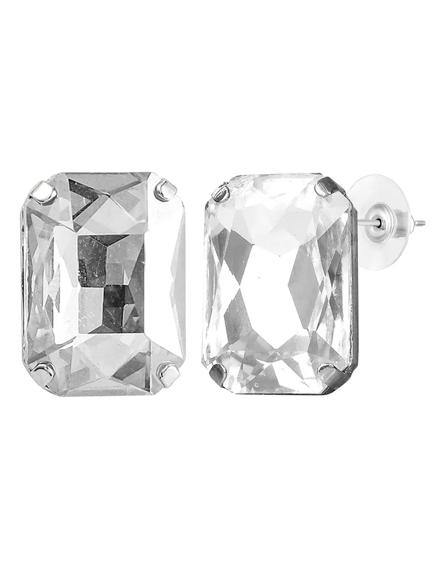 Bold and Bright Crystals Necklace Set - Silver -White