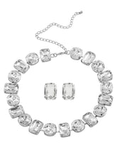 Bold and Bright Crystals Necklace Set - Silver -White