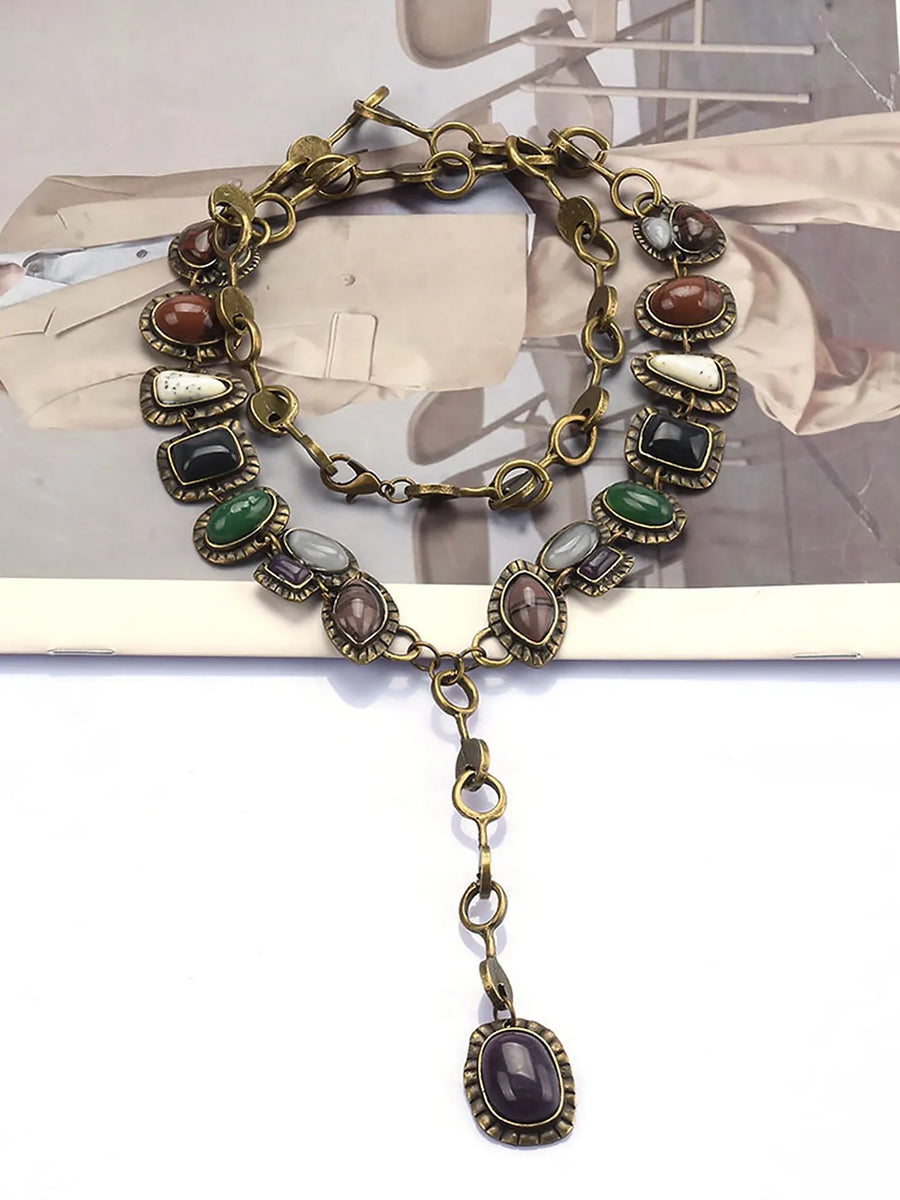 Boho Artifical Stone Drop Necklace