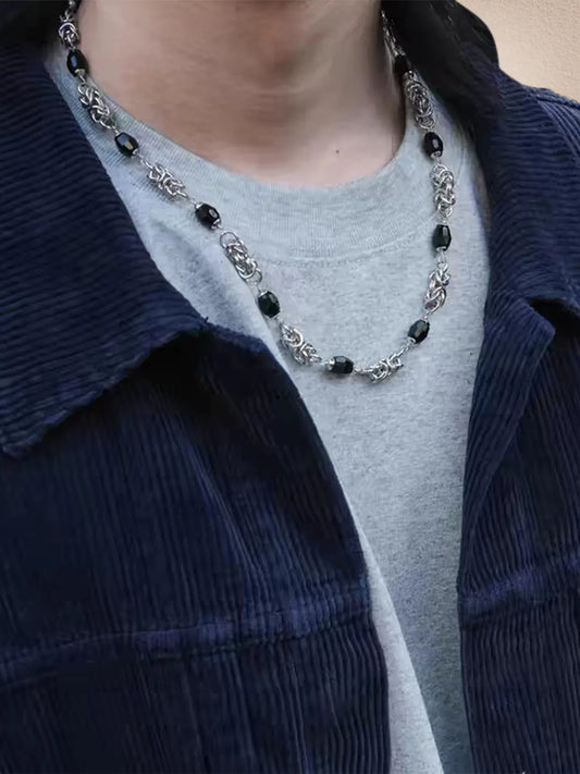 Twisted Shadows Beaded Stainless Chain