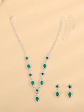 Stunning Crystal CZ Drop Necklace Set - Green