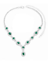 Stunning Crystal CZ Drop Necklace Set - Green