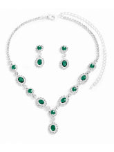 Stunning Crystal CZ Drop Necklace Set - Green