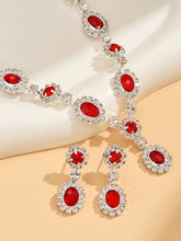 Stunning Crystal CZ Drop Necklace Set - Red