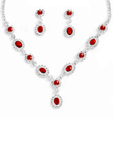 Stunning Crystal CZ Drop Necklace Set - Red
