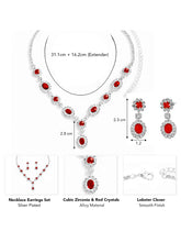 Stunning Crystal CZ Drop Necklace Set - Red