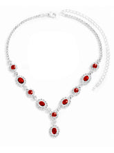Stunning Crystal CZ Drop Necklace Set - Red