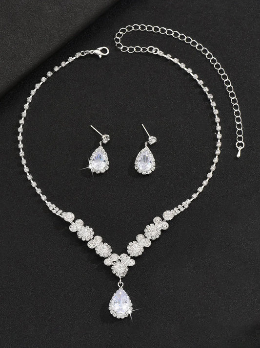 CZ Teardrop Necklace & Earrings