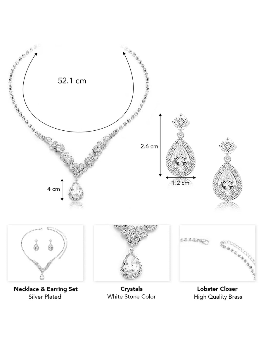 CZ Teardrop Necklace & Earrings