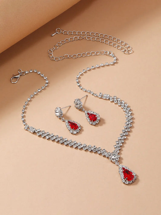 Shiny CZ & Crystal Necklace Set