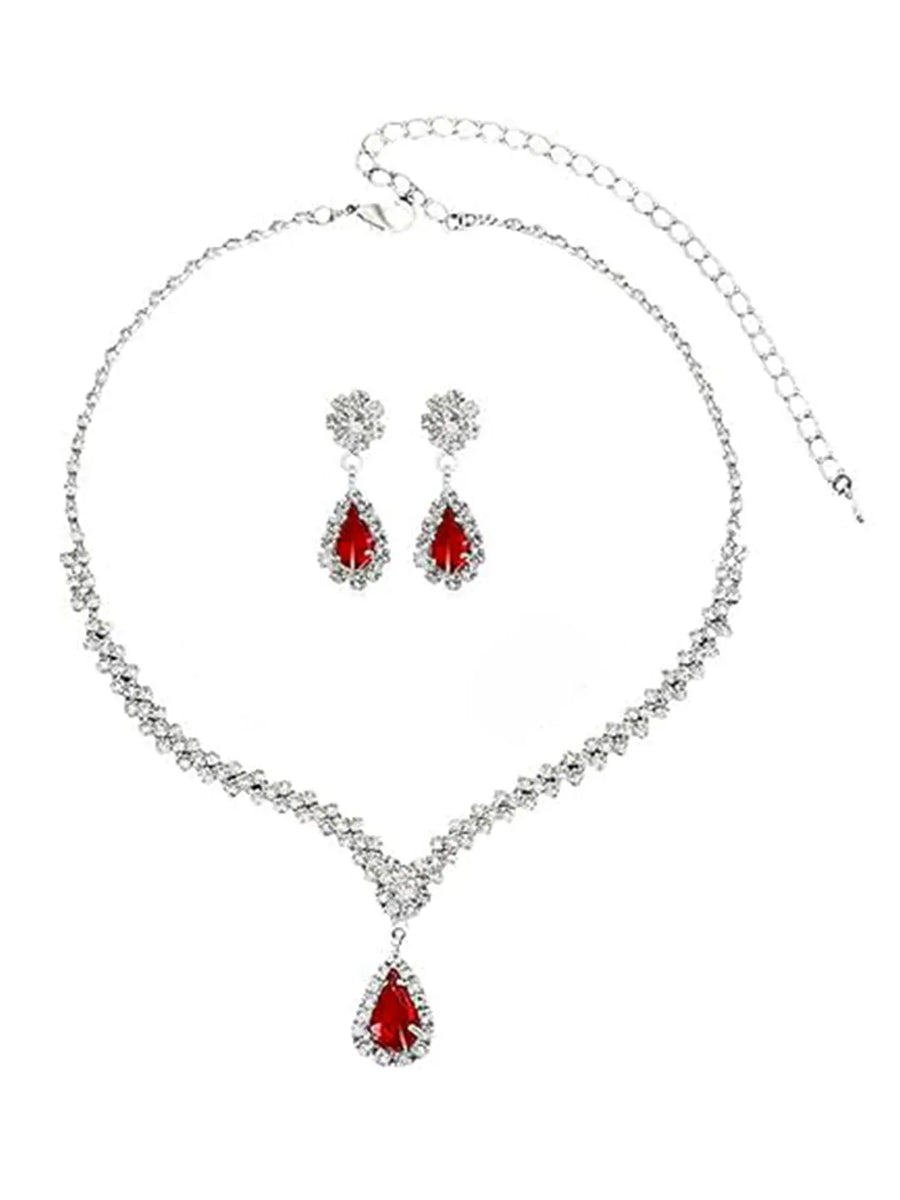 Shiny CZ & Crystal Necklace Set