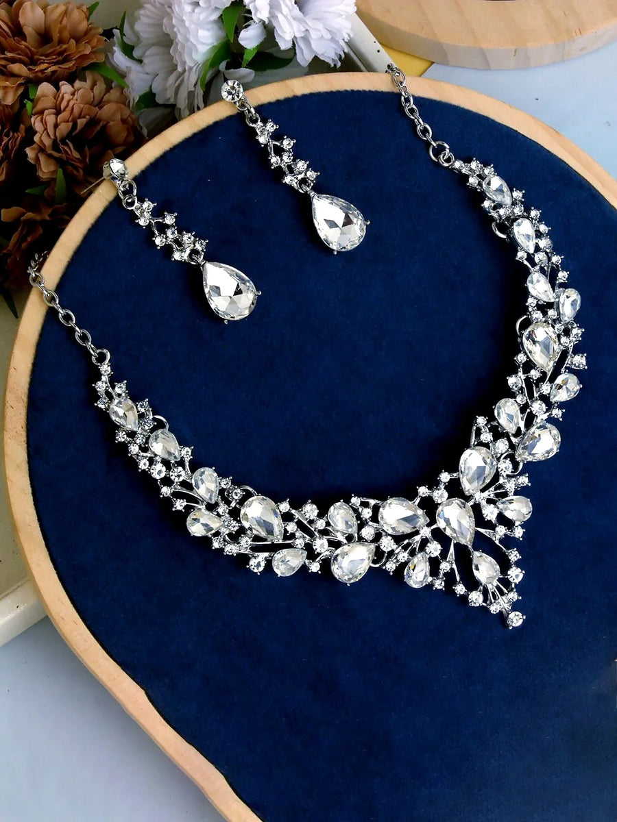 Pear Shaped Crystal Necklace Set