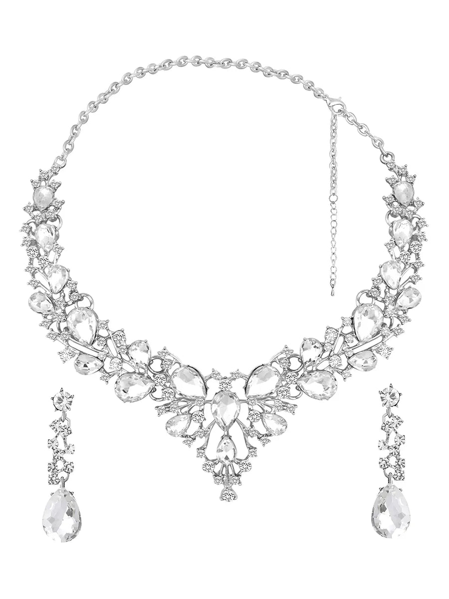Pear Shaped Crystal Necklace Set