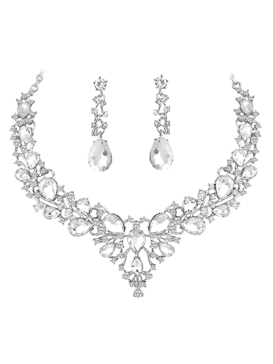 Pear Shaped Crystal Necklace Set