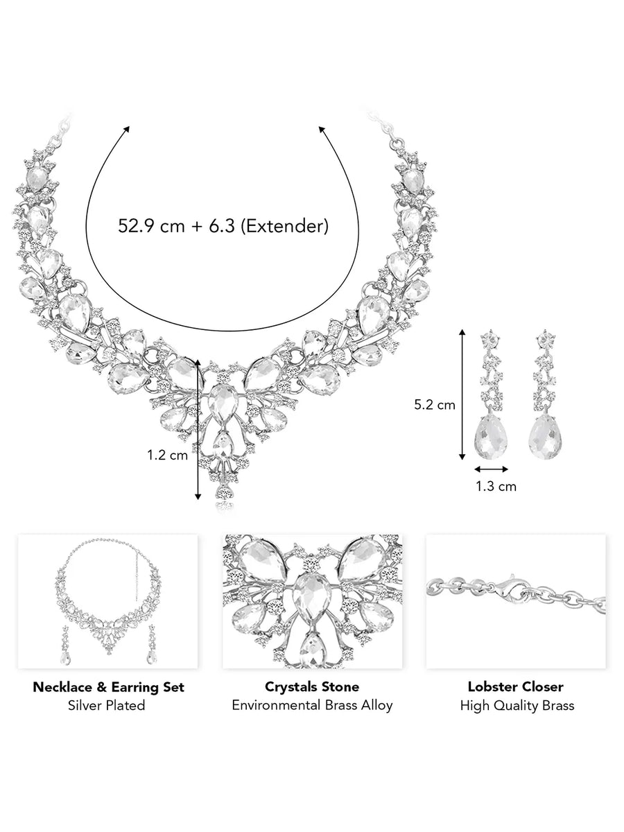 Pear Shaped Crystal Necklace Set