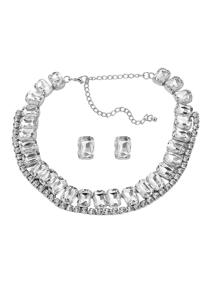 Glamorous Crystal Studded Necklace Set