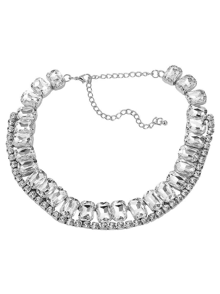 Glamorous Crystal Studded Necklace Set