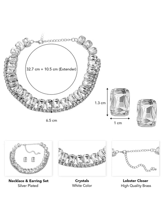 Glamorous Crystal Studded Necklace Set