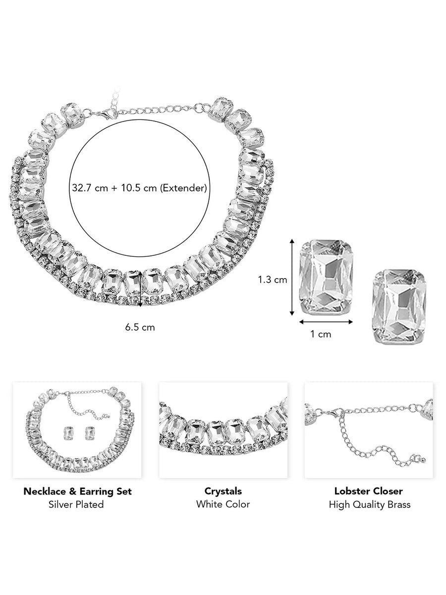 Glamorous Crystal Studded Necklace Set