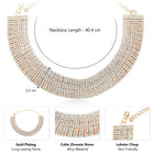 Shimmering CZ Stone Statement Necklace - Gold