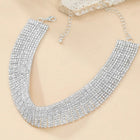 Shimmering CZ Stone Statement Necklace - Silver